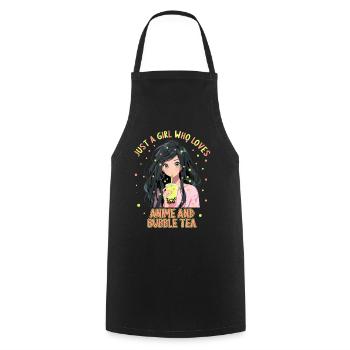 Just a girl who loves Anime and Boba Bubble Tea - Kochschürze - Schwarz - Vorne - AI Model Male 185 dark (185cm)