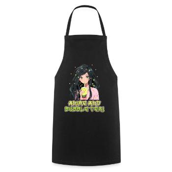 Anime et Boba Bubble Tea - Tablier de cuisine - noir - Devant - AI Model Male 185 dark (185cm)