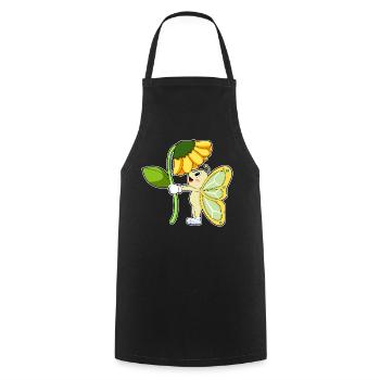 Butterfly Flower - Cooking Apron - black - Front - AI Model Male 185 dark (185cm)