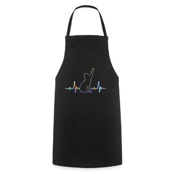 Heartbeat Cat Lover Animal Silhouette - Cooking Apron - black - Front - AI Model Male 185 dark (185cm)