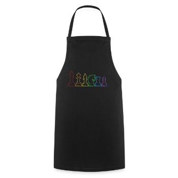 Schach LGBT Regenbogenspieler Großmeister Königin Schach - Kochschürze - Schwarz - Vorne - AI Model Male 185 dark (185cm)