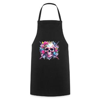 Skull Skull Skull Skeleton Bone - Cooking Apron - black - Front - AI Model Male 185 dark (185cm)