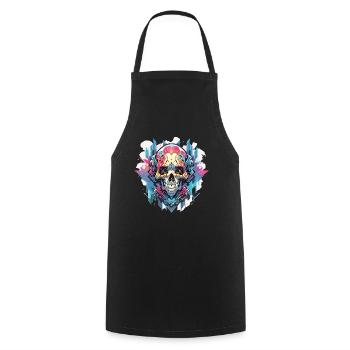 Skull Skull Skull Skeleton Bone - Cooking Apron - black - Front - AI Model Male 185 dark (185cm)