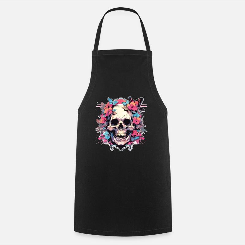 Skull Skull Skull Skeleton Bone - Cooking Apron - black