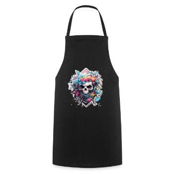 Crâne Crâne Crâne Squelette Os - Tablier de cuisine - noir - Devant - AI Model Male 185 dark (185cm)