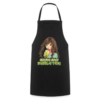 Anime et Boba Bubble Tea - Tablier de cuisine - noir - Devant - AI Model Male 185 dark (185cm)