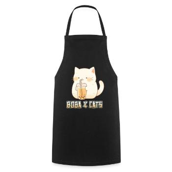 Boba and Cats Katze die Bubble Tee Mädchen Anime - Kochschürze - Schwarz - Vorne - AI Model Male 185 dark (185cm)