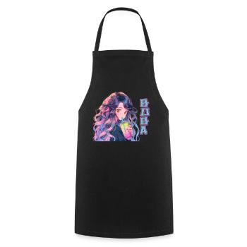 Anime et Boba Bubble Tea - Tablier de cuisine - noir - Devant - AI Model Male 185 dark (185cm)