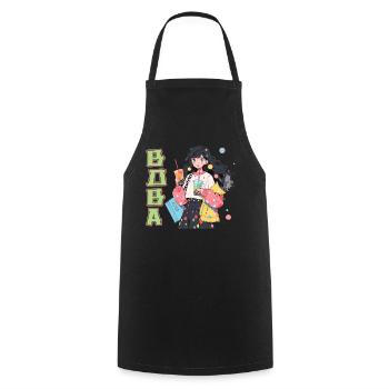 Anime et Boba Bubble Tea - Tablier de cuisine - noir - Devant - AI Model Male 185 dark (185cm)