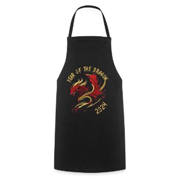 Lunar New Year of the Dragon 2024 - Cooking Apron - black - Front - AI Model Male 185 dark (185cm)