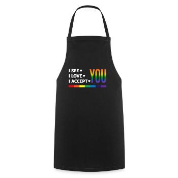 LGBTQ Human Rights Equality Pride - Cooking Apron - black - Front - AI Model Male 185 dark (185cm)