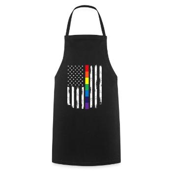 LGBTQ Regenbogen USA Amerika Fahne Geschenkidee - Kochschürze - Schwarz - Vorne - AI Model Male 185 dark (185cm)