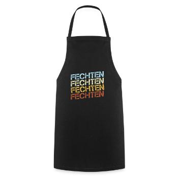 Fechten Retro - Kochschürze - Schwarz - Vorne - AI Model Male 185 dark (185cm)