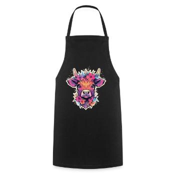 Vache Tête de vache Audacieuse Agriculture Veau - Tablier de cuisine - noir - Devant - AI Model Male 185 dark (185cm)