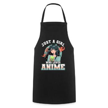 Just a girl who loves Anime - Cooking Apron - black - Front - AI Model Male 185 dark (185cm)