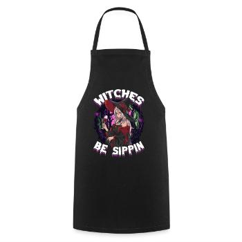 Witches be Sippin' Funny Halloween Party Witch - Kochschürze - Schwarz - Vorne - AI Model Male 185 dark (185cm)