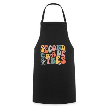 Second Grade Rainbow Girls Boys Teacher Team 2nd - Cooking Apron - black - Front - AI Model Male 185 dark (185cm)