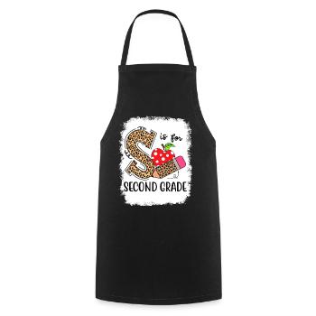 Second Grade Rainbow Girls Boys Teacher Team 2nd - Cooking Apron - black - Front - AI Model Male 185 dark (185cm)