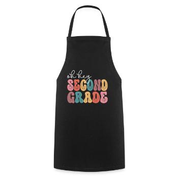 Second Grade Rainbow Girls Boys Teacher Team 2nd - Cooking Apron - black - Front - AI Model Male 185 dark (185cm)