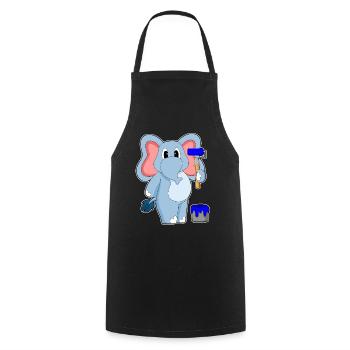 Peintre d’éléphants peinture à rouleaux - Tablier de cuisine - noir - Devant - AI Model Male 185 dark (185cm)