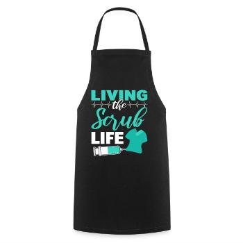 Living The Scrub Life Arzt - Kochschürze - Schwarz - Vorne - AI Model Male 185 dark (185cm)