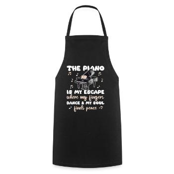 Le piano est mon évasion où mes doigts dansent trouvent - Tablier de cuisine - noir - Devant - AI Model Male 185 dark (185cm)