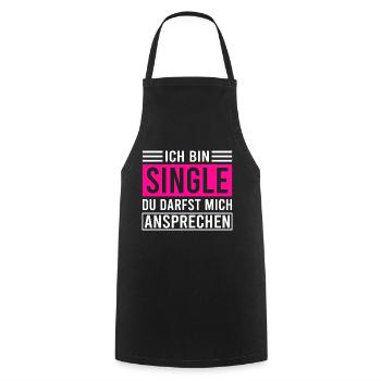 Lustiges Solo Single Frauen Bachelor Junggesellin - Kochschürze - Schwarz - Vorne - AI Model Male 185 dark (185cm)