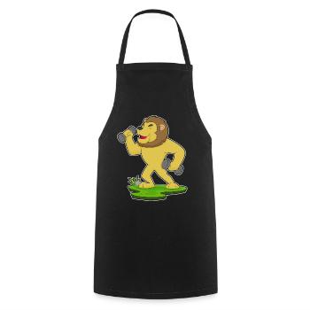 Lion Bodybuilder Dumbbells Bodybuilding - Tablier de cuisine - noir - Devant - AI Model Male 185 dark (185cm)