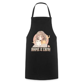 Anime et chats Kawaii Girl Anime - Tablier de cuisine - noir - Devant - AI Model Male 185 dark (185cm)