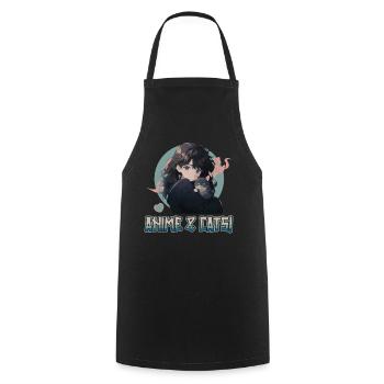 Anime et chats Kawaii Girl Anime - Tablier de cuisine - noir - Devant - AI Model Male 185 dark (185cm)