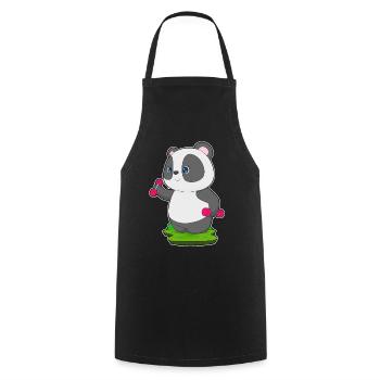 Panda Bodybuilder Dumbbells Bodybuilding - Cooking Apron - black - Front - AI Model Male 185 dark (185cm)