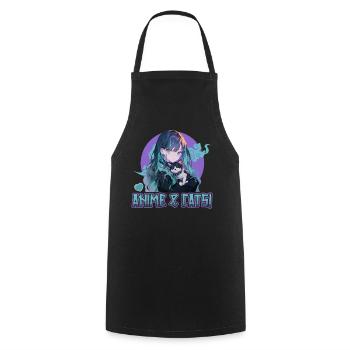 Anime and Cats Kawaii Girl Anime - Cooking Apron - black - Front - AI Model Male 185 dark (185cm)