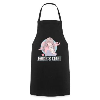 Anime and Cats Kawaii Girl Anime - Cooking Apron - black - Front - AI Model Male 185 dark (185cm)