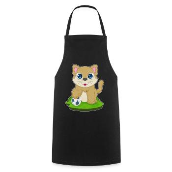 Katze Fußballspieler Fußball - Kochschürze - Schwarz - Vorne - AI Model Male 185 dark (185cm)