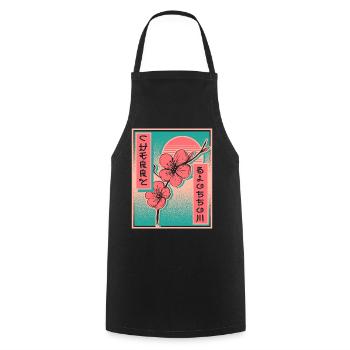 Sakura Flower Cherry Blossom Aesthetic Vaporwave - Kochschürze - Schwarz - Vorne - AI Model Male 185 dark (185cm)