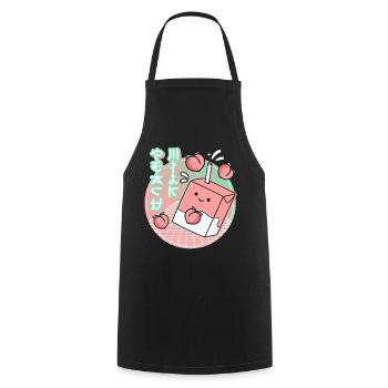 Kawaii Peach Drink 80s 90s Vaporwave Anime - Kochschürze - Schwarz - Vorne - AI Model Male 185 dark (185cm)
