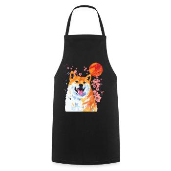 Shiba Inu Hund Cherry Blossom - Kochschürze - Schwarz - Vorne - AI Model Male 185 dark (185cm)