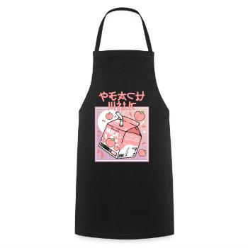 Kawaii Peach Drink 80s 90s Vaporwave Synthwave - Kochschürze - Schwarz - Vorne - AI Model Male 185 dark (185cm)