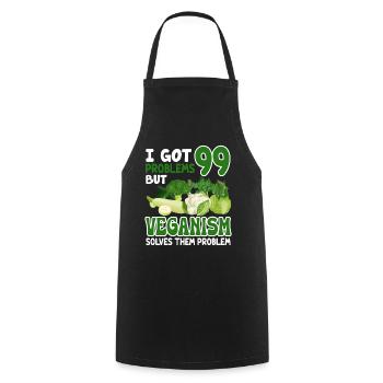 Vegan Veganism - Cooking Apron - black - Front - AI Model Male 185 dark (185cm)
