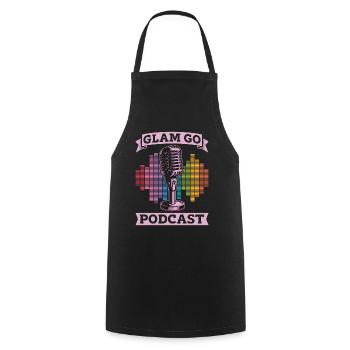Podcasting Glam Go Podcast Radio Broadcast Blogger - Cooking Apron - black - Front - AI Model Male 185 dark (185cm)