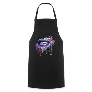 Lèvres Kiss Bouche Baiser Bouche Lèvres rouges - Tablier de cuisine - noir - Devant - AI Model Male 185 dark (185cm)