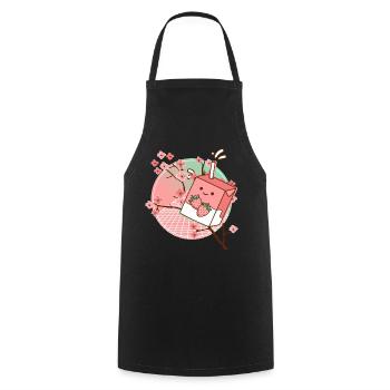 Kawaii Strawberry Milk 90s Vaporwave Retro - Kochschürze - Schwarz - Vorne - AI Model Male 185 dark (185cm)