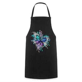 Schmetterling Symbol Illustration Explosion Farben - Kochschürze - Schwarz - Vorne - AI Model Male 185 dark (185cm)