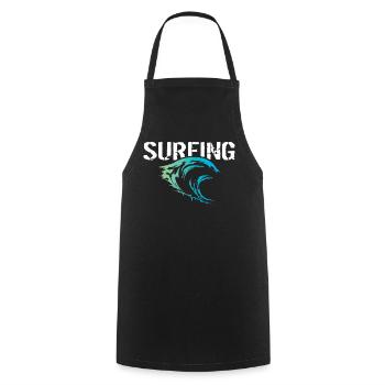 Surfeur Surf Symbole Vagues Couleurs Nature Océan - Tablier de cuisine - noir - Devant - AI Model Male 185 dark (185cm)