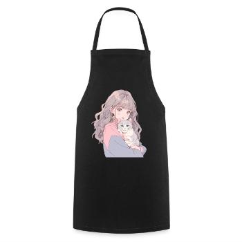 Anime et chats Kawaii Girl Anime - Tablier de cuisine - noir - Devant - AI Model Male 185 dark (185cm)