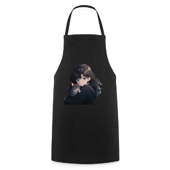 Anime and Cats Kawaii Girl Anime - Cooking Apron - black - Front - AI Model Male 185 dark (185cm)