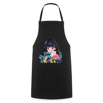 Anime and Cats Kawaii Girl Anime - Cooking Apron - black - Front - AI Model Male 185 dark (185cm)