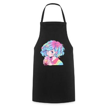 Anime and Boba Bubble Tea - Cooking Apron - black - Front - AI Model Male 185 dark (185cm)