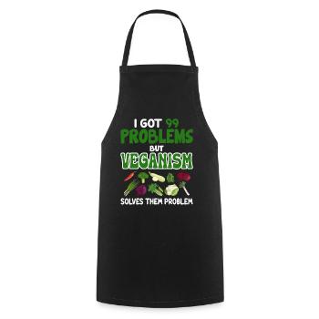 Vegan Veganism - Cooking Apron - black - Front - AI Model Male 185 dark (185cm)