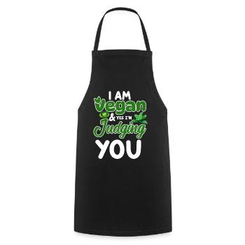 Vegan Veganism - Cooking Apron - black - Front - AI Model Male 185 dark (185cm)